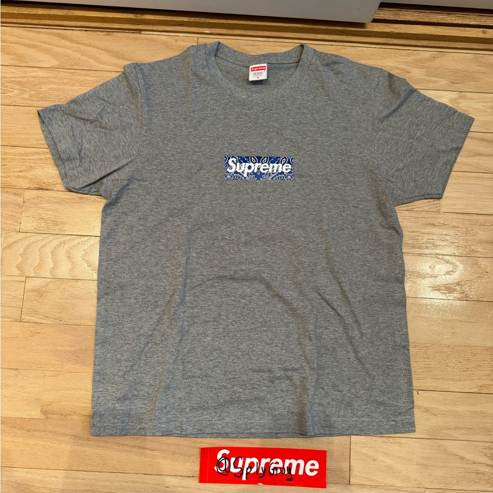 Supreme bandana box logo tee heather grey size medium